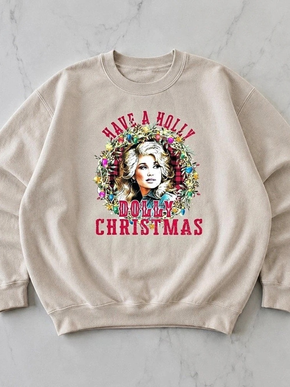 Have A Holly Dolly Christmas Graphic Sweatshirt Country Music Icon